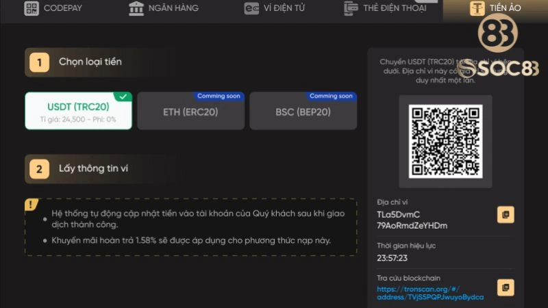 Hướng dẫn game thủ cách gửi tiền vào ví bằng tiền ảo
